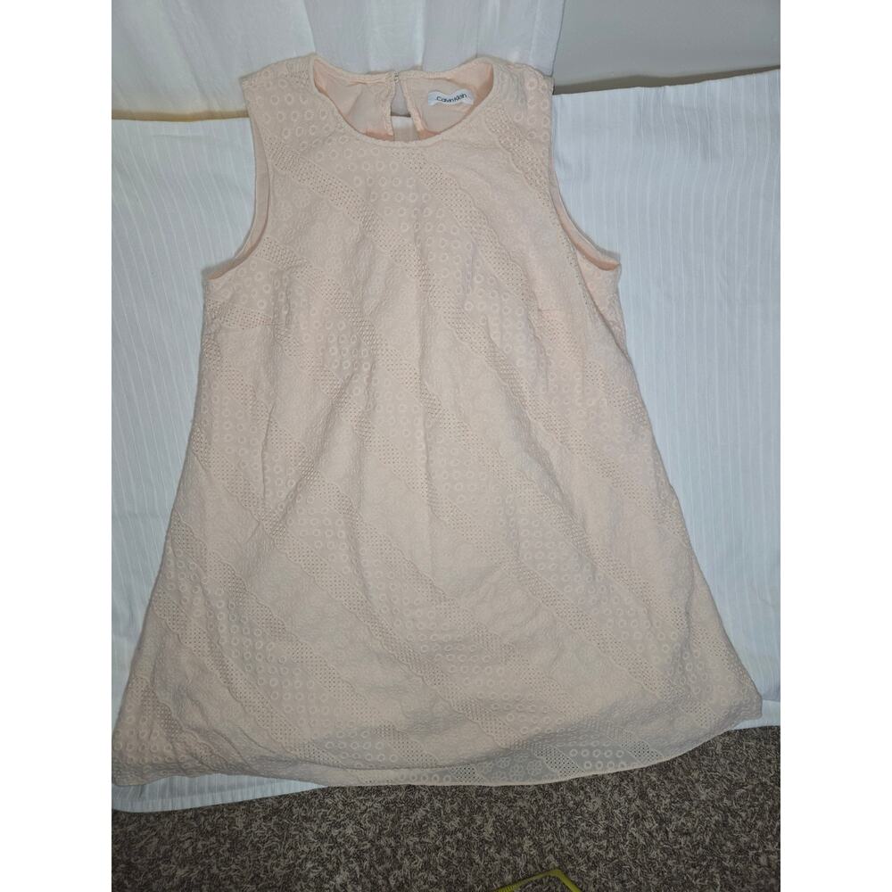 Calvin Klein peach eyelet dress woman's size petite